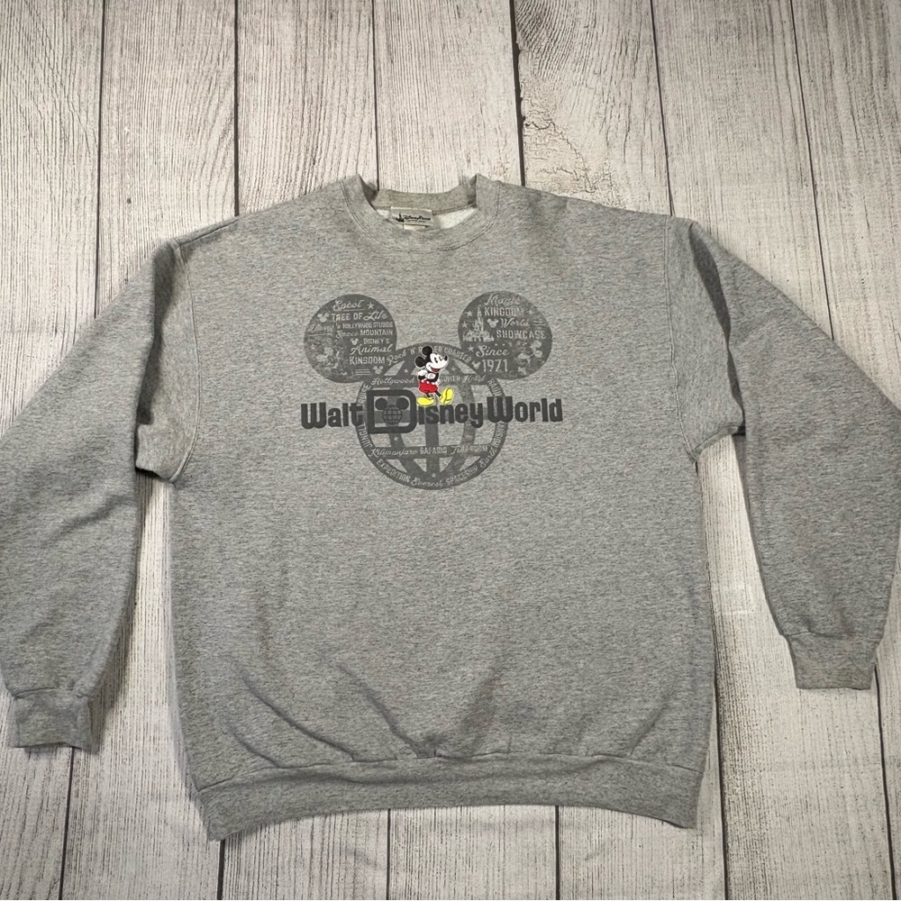 Disney World Retro Style 4‎ Parks Mickey Mouse Classic Crew Neck Sweatshirt L
